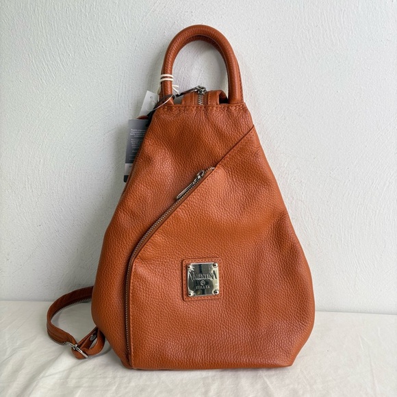 VALENTINA Made In Italy Pebbled Leather Convertible Backpack NEW W TAGS main image 11